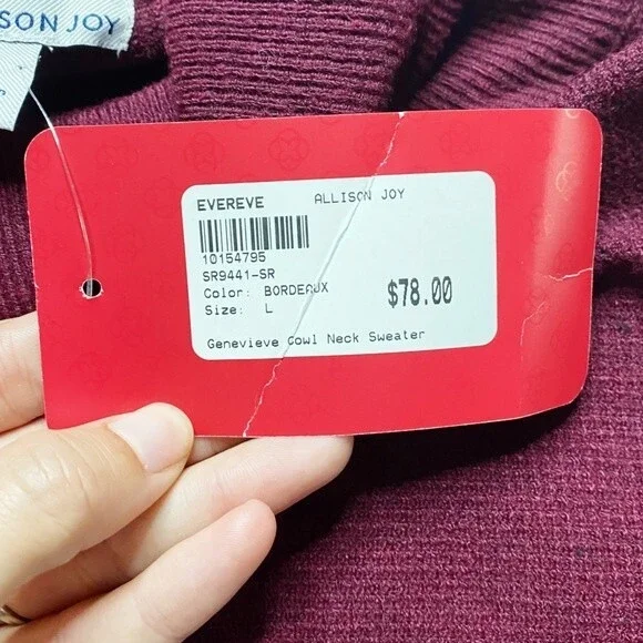 NWT Allison Joy Burgundy Textured Turtleneck Size Large - Picture 6 of 10